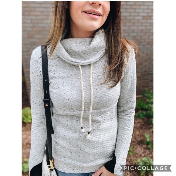 Mindy Mae’s Market Sweaters - {Mindy Mae’s Market} QUILTED COWLNECK SWEATSHIRT